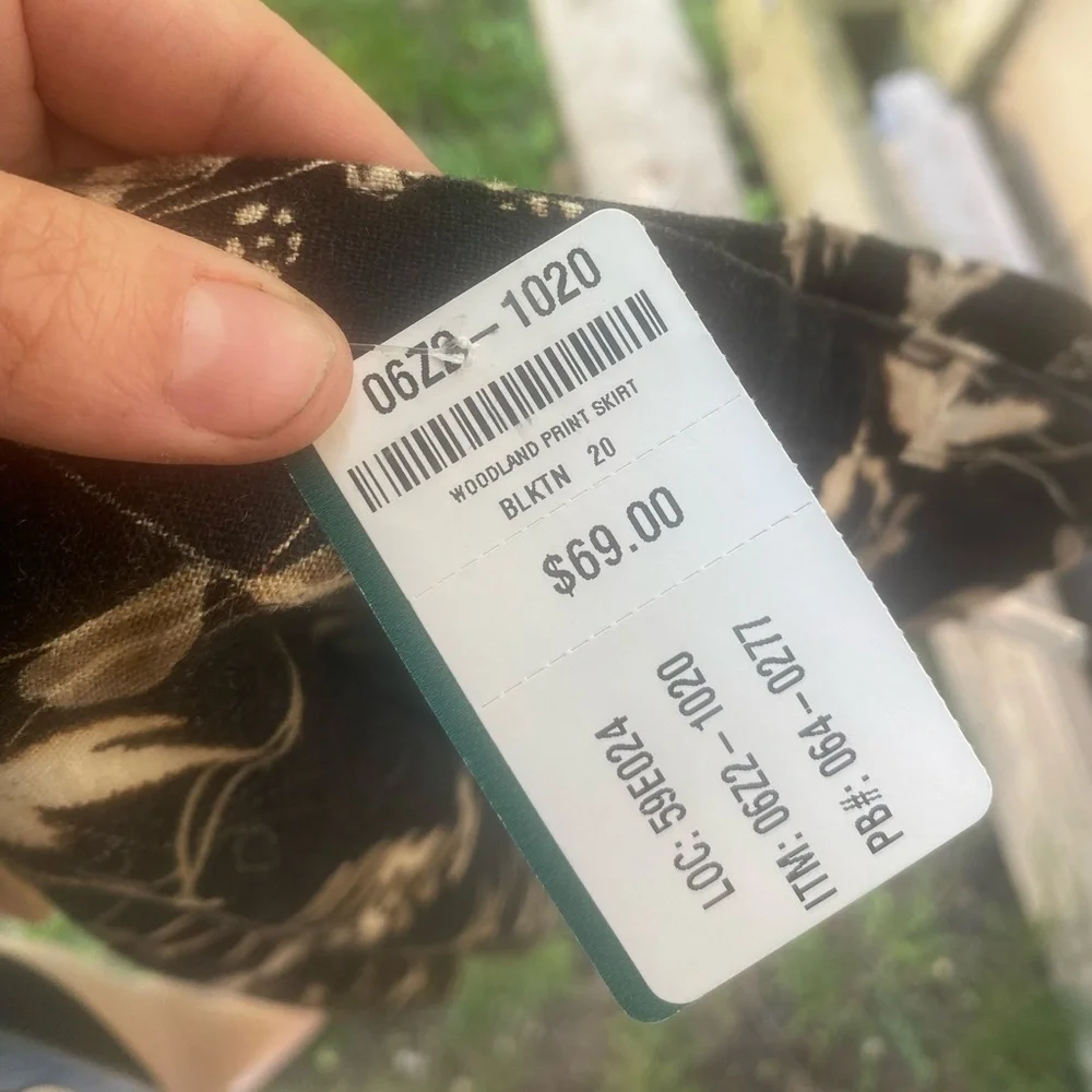 Vintage‎ Orvis Floral Woodland Floral Print Linen Blend Black Cream Size 20 NWT